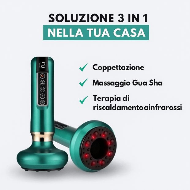 Ophira Velvet Line™ Massaggiatore Anticellulite Elettrico Professionale con Coppettazione, Vibrazione e Luce a Infrarossi